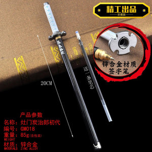 Planet Gates Kaigaku / Length 20cm 20CM Anime Demon Slayer Sword Model Gel Pen Kimetsu No Yaiba Tanjirou Weapon Black Refill Cosplay Prop Student Gift Box Package