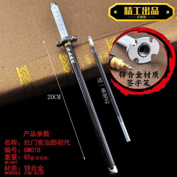 Planet Gates Kaigaku / Length 20cm 20CM Anime Demon Slayer Sword Model Gel Pen Kimetsu No Yaiba Tanjirou Weapon Black Refill Cosplay Prop Student Gift Box Package