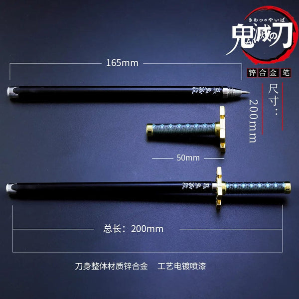 Planet Gates Kaigaku / Length 20cm 20CM Anime Demon Slayer Sword Model Gel Pen Kimetsu No Yaiba Tanjirou Weapon Black Refill Cosplay Prop Student Gift Box Package