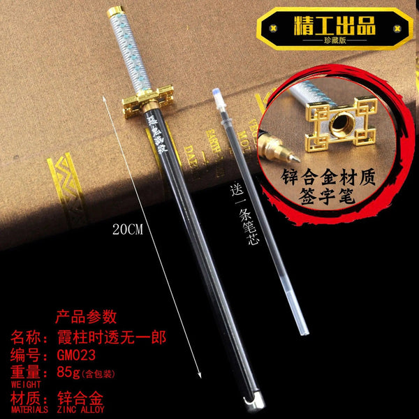 Planet Gates Kaigaku / Length 20cm 20CM Anime Demon Slayer Sword Model Gel Pen Kimetsu No Yaiba Tanjirou Weapon Black Refill Cosplay Prop Student Gift Box Package