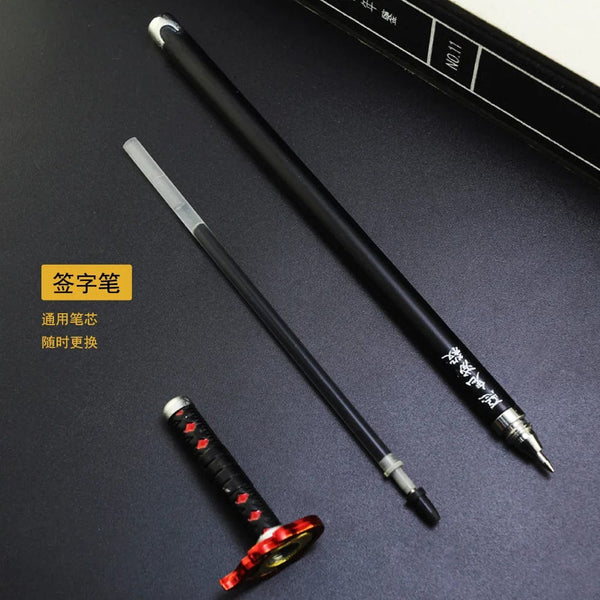 Planet Gates Kaigaku / Length 20cm 20CM Anime Demon Slayer Sword Model Gel Pen Kimetsu No Yaiba Tanjirou Weapon Black Refill Cosplay Prop Student Gift Box Package