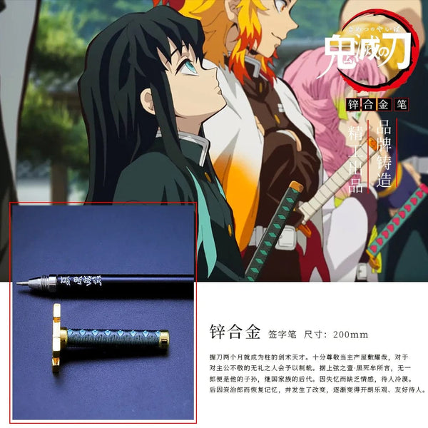 Planet Gates Kaigaku / Length 20cm 20CM Anime Demon Slayer Sword Model Gel Pen Kimetsu No Yaiba Tanjirou Weapon Black Refill Cosplay Prop Student Gift Box Package