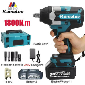 Planet Gates Kamolee 1800 N.M High Torque DTW700 Brushless Cordless Electric Impact Wrench 1/2 In Lithium-Ion Battery For Makita 18V Battery
