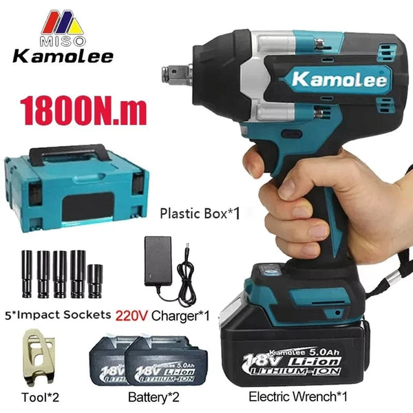 Planet Gates Kamolee 1800 N.M High Torque DTW700 Brushless Cordless Electric Impact Wrench 1/2 In Lithium-Ion Battery For Makita 18V Battery