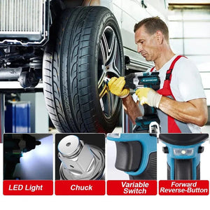 Planet Gates Kamolee 1800 N.M High Torque DTW700 Brushless Cordless Electric Impact Wrench 1/2 In Lithium-Ion Battery For Makita 18V Battery