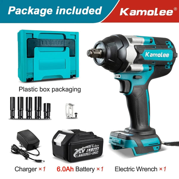Planet Gates Kamolee 1800 N.M High Torque DTW700 Brushless Cordless Electric Impact Wrench 1/2 In Lithium-Ion Battery For Makita 18V Battery