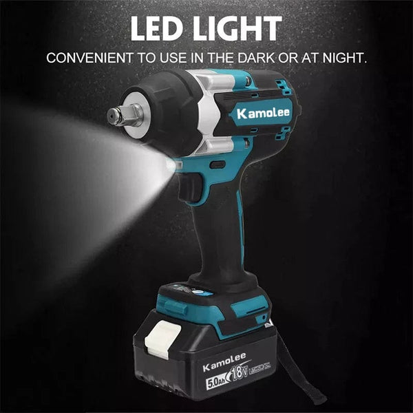 Planet Gates Kamolee 1800 N.M High Torque DTW700 Brushless Cordless Electric Impact Wrench 1/2 In Lithium-Ion Battery For Makita 18V Battery