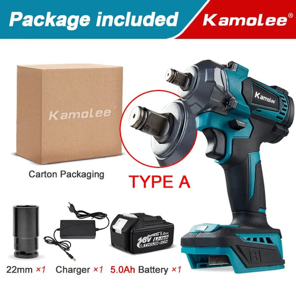 Planet Gates Kamolee Electric Wrench DTW500 Brushless Cordless 1200 N.m Included Battery and Charger Compatible with 18V Makita Battery