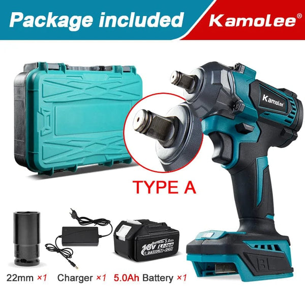 Planet Gates Kamolee Electric Wrench DTW500 Brushless Cordless 1200 N.m Included Battery and Charger Compatible with 18V Makita Battery