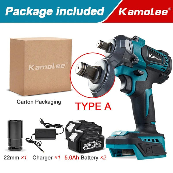 Planet Gates Kamolee Electric Wrench DTW500 Brushless Cordless 1200 N.m Included Battery and Charger Compatible with 18V Makita Battery