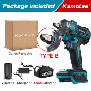 Planet Gates Kamolee Electric Wrench DTW500 Brushless Cordless 1200 N.m Included Battery and Charger Compatible with 18V Makita Battery