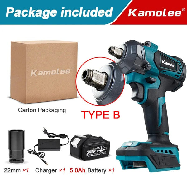 Planet Gates Kamolee Electric Wrench DTW500 Brushless Cordless 1200 N.m Included Battery and Charger Compatible with 18V Makita Battery