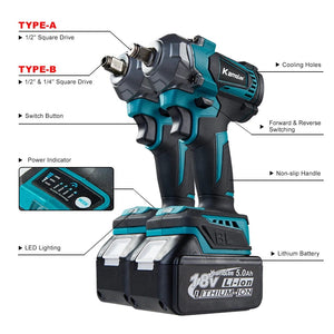 Planet Gates Kamolee Electric Wrench DTW500 Brushless Cordless 1200 N.m Included Battery and Charger Compatible with 18V Makita Battery