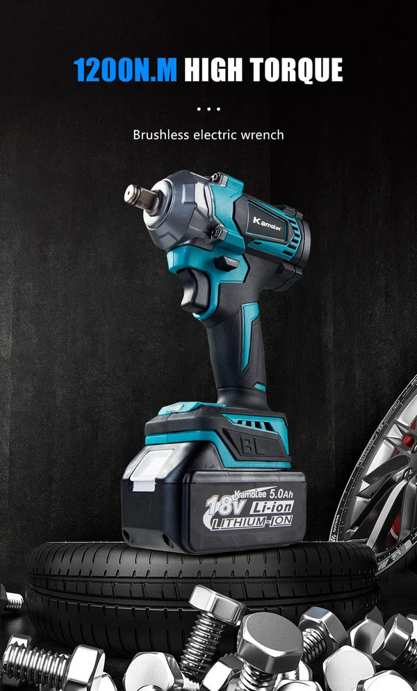 Planet Gates Kamolee Electric Wrench DTW500 Brushless Cordless 1200 N.m Included Battery and Charger Compatible with 18V Makita Battery