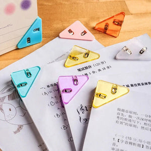 Planet Gates Kawaii 5pcs Triangle Corner Clips File Paper Clips File Index Photo Clamp Page Holder Korean Stationery Office Desk Organizer