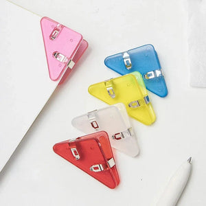Planet Gates Kawaii 5pcs Triangle Corner Clips File Paper Clips File Index Photo Clamp Page Holder Korean Stationery Office Desk Organizer