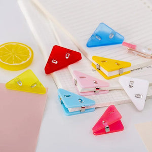 Planet Gates Kawaii 5pcs Triangle Corner Clips File Paper Clips File Index Photo Clamp Page Holder Korean Stationery Office Desk Organizer