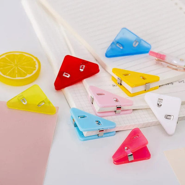 Planet Gates Kawaii 5pcs Triangle Corner Clips File Paper Clips File Index Photo Clamp Page Holder Korean Stationery Office Desk Organizer