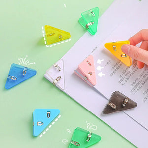 Planet Gates Kawaii 5pcs Triangle Corner Clips File Paper Clips File Index Photo Clamp Page Holder Korean Stationery Office Desk Organizer