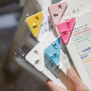 Planet Gates Kawaii 5pcs Triangle Corner Clips File Paper Clips File Index Photo Clamp Page Holder Korean Stationery Office Desk Organizer