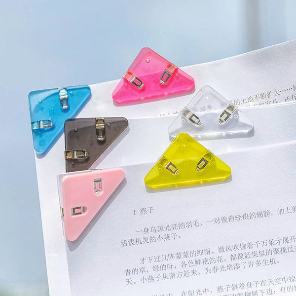 Planet Gates Kawaii 5pcs Triangle Corner Clips File Paper Clips File Index Photo Clamp Page Holder Korean Stationery Office Desk Organizer