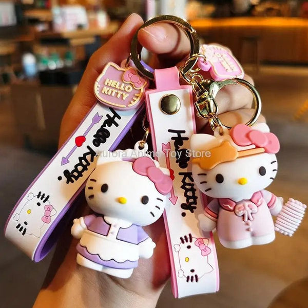 Planet Gates Kawaii Anime Sanrio Hello Kitty Keychain Pendant Holder Key Chain Car Keyring Mobile Phone Bag Hanging Jewelry Kids Toys Gifts