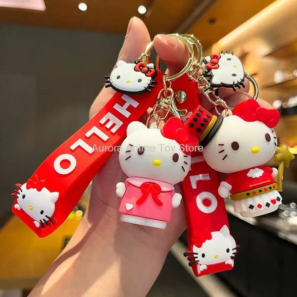 Planet Gates Kawaii Anime Sanrio Hello Kitty Keychain Pendant Holder Key Chain Car Keyring Mobile Phone Bag Hanging Jewelry Kids Toys Gifts