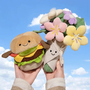 Planet Gates Kawaii Hamburger Plush Toy Soft Stuffed Bouquet Cushion Funny Food / Flower Pillow Cute Burger Doll Creative Birthday Gift