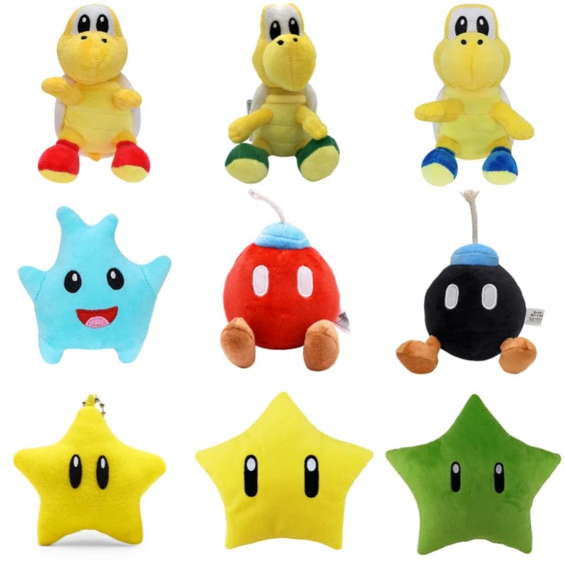 Planet Gates Kawaii Mario Bros Koopa Troopa Bob-omb Buddy Super Star Soft Plush Toy Funny Anime Stuffed Yellow Super Star Peluche Doll