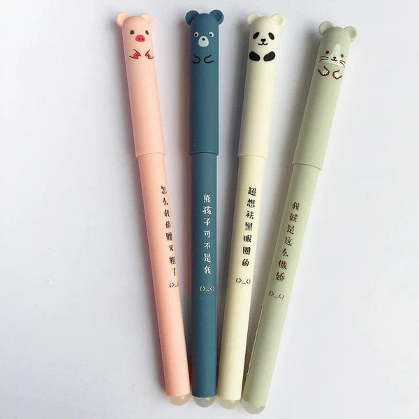 Planet Gates Kawaii Pig Bear Cat Mouse Erasable Gel Pen School Office Supplies Stationery Gift 0.35mm Blue Black Ink