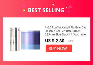 Planet Gates Kawaii Pig Bear Cat Mouse Erasable Gel Pen School Office Supplies Stationery Gift 0.35mm Blue Black Ink