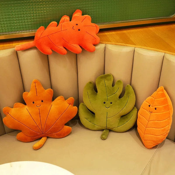 Planet Gates Kawaii Plush Leaves Pillow Cushion Toys Soft Maple Leaf Ginkgo Plant Full Stuffed Toys Room Christmas Holiday Party Decor Gift