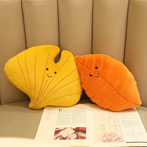 Planet Gates Kawaii Plush Leaves Pillow Cushion Toys Soft Maple Leaf Ginkgo Plant Full Stuffed Toys Room Christmas Holiday Party Decor Gift