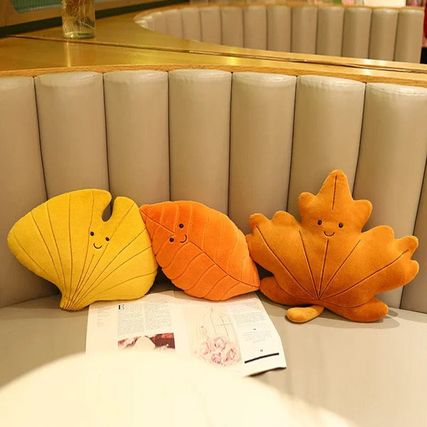 Planet Gates Kawaii Plush Leaves Pillow Cushion Toys Soft Maple Leaf Ginkgo Plant Full Stuffed Toys Room Christmas Holiday Party Decor Gift