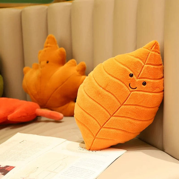Planet Gates Kawaii Plush Leaves Pillow Cushion Toys Soft Maple Leaf Ginkgo Plant Full Stuffed Toys Room Christmas Holiday Party Decor Gift