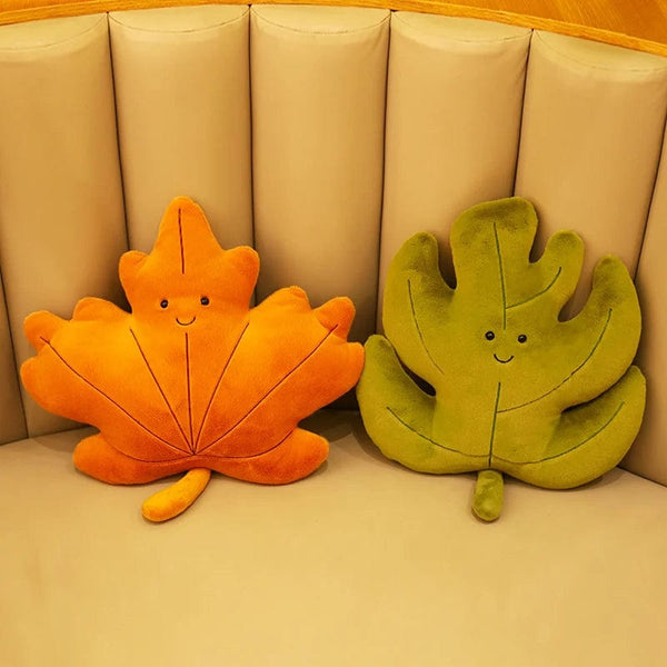 Planet Gates Kawaii Plush Leaves Pillow Cushion Toys Soft Maple Leaf Ginkgo Plant Full Stuffed Toys Room Christmas Holiday Party Decor Gift
