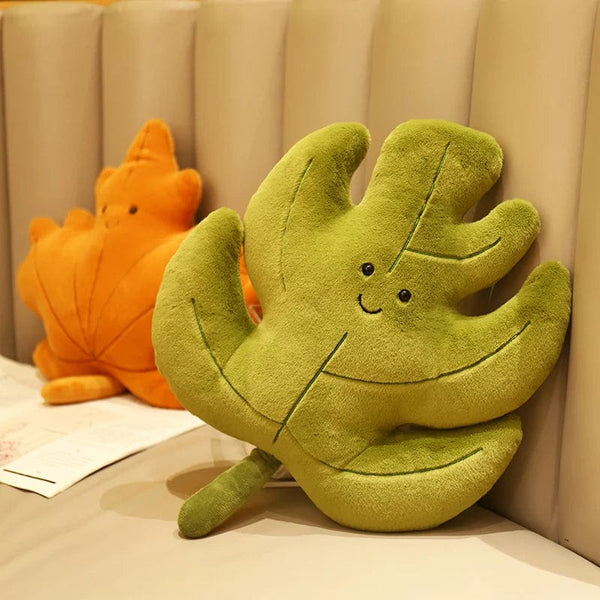 Planet Gates Kawaii Plush Leaves Pillow Cushion Toys Soft Maple Leaf Ginkgo Plant Full Stuffed Toys Room Christmas Holiday Party Decor Gift