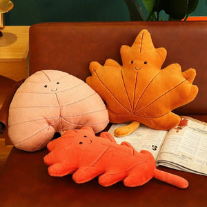 Planet Gates Kawaii Plush Leaves Pillow Cushion Toys Soft Maple Leaf Ginkgo Plant Full Stuffed Toys Room Christmas Holiday Party Decor Gift