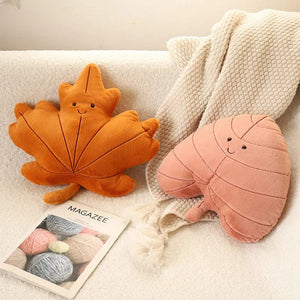 Planet Gates Kawaii Plush Leaves Pillow Cushion Toys Soft Maple Leaf Ginkgo Plant Full Stuffed Toys Room Christmas Holiday Party Decor Gift