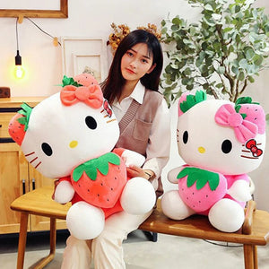 Planet Gates Kawaii Sanrio Hello Kitty Plush Stuffed Toy Strawberry KT Cat Pillow Doll Children's Birthday Gift Home Decoration Animal Doll