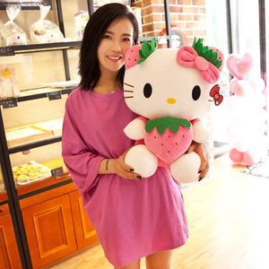 Planet Gates Kawaii Sanrio Hello Kitty Plush Stuffed Toy Strawberry KT Cat Pillow Doll Children's Birthday Gift Home Decoration Animal Doll