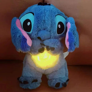 Planet Gates Kawaii Stitch Plush Doll Baby Sleeping Companion Sound Soothing Musical  Kawaii With Air Bag and Light Doll Breathing Toys Gifts
