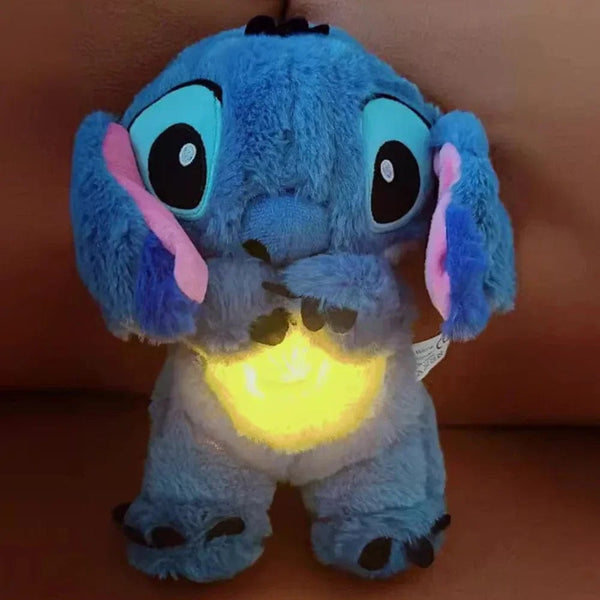 Planet Gates Kawaii Stitch Plush Doll Baby Sleeping Companion Sound Soothing Musical  Kawaii With Air Bag and Light Doll Breathing Toys Gifts