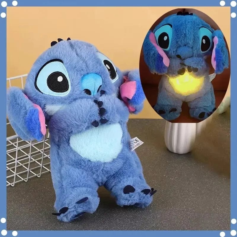 Planet Gates Kawaii Stitch Plush Doll Baby Sleeping Companion Sound Soothing Musical  Kawaii With Air Bag and Light Doll Breathing Toys Gifts