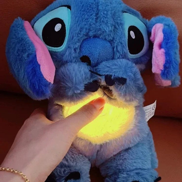 Planet Gates Kawaii Stitch Plush Doll Baby Sleeping Companion Sound Soothing Musical  Kawaii With Air Bag and Light Doll Breathing Toys Gifts