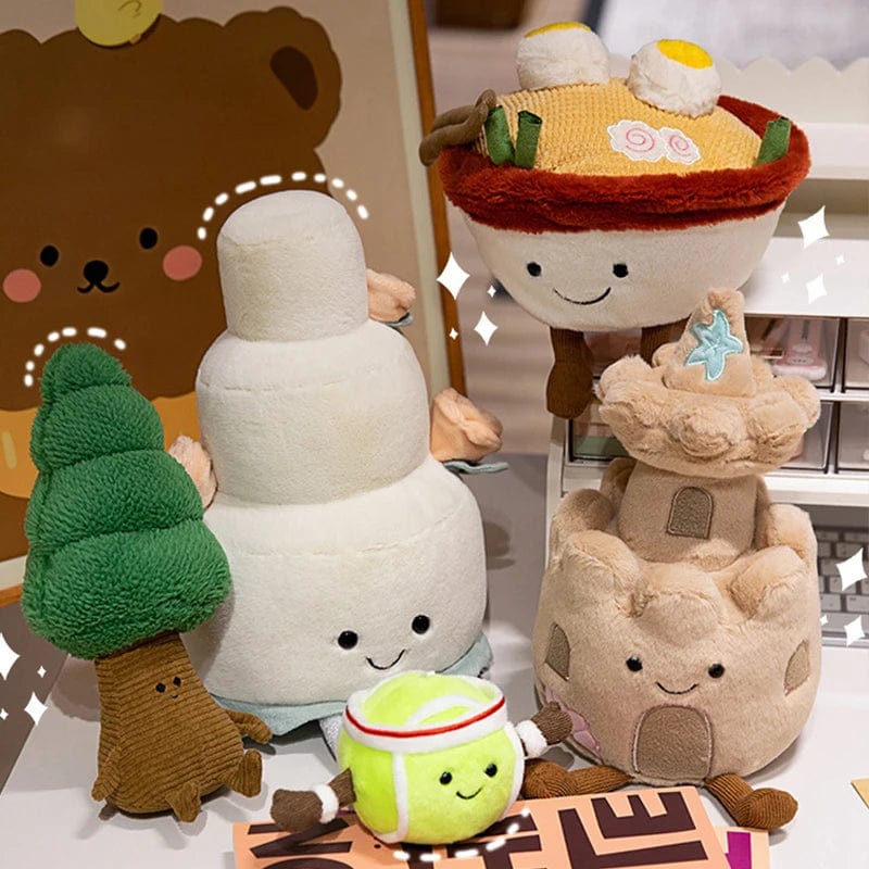 Planet Gates Kawaii Stuffed Soft Plush Plants Lifelike Potted Plant Ramen Food Plush Doll PineTree Noodles Bunker Princess Castle Pillow Toy
