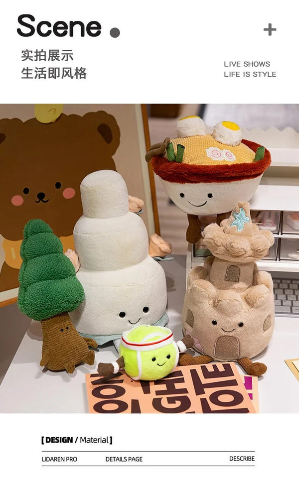 Planet Gates Kawaii Stuffed Soft Plush Plants Lifelike Potted Plant Ramen Food Plush Doll PineTree Noodles Bunker Princess Castle Pillow Toy