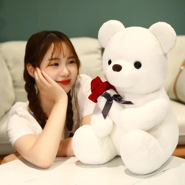 Planet Gates Kawaii Teddy Bear with Roses Plush Toy Soft Bear Stuffed Doll Romantic Gift for Lover Home Decor Valentine's Day Gifts for Girls