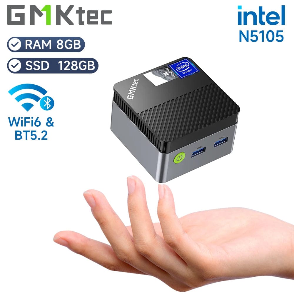 Planet Gates KB5 EU Plug / 8GB RAM 128GB ROM GMKtec KB5 Mini PC Intel Celeron N5105 Windows 11 Pro 4K Mini PC DDR4 8GB RAM 128GB ROM WiFi5 BT4.2 Desktop Computer Work