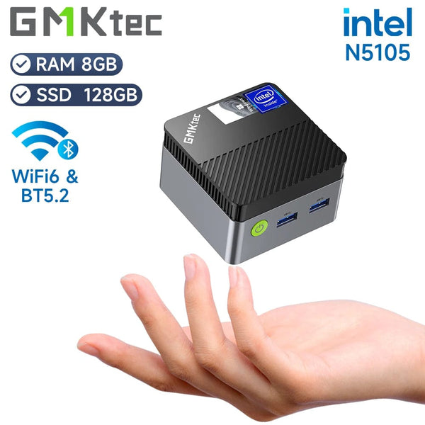 Planet Gates KB5 EU Plug / 8GB RAM 128GB ROM GMKtec KB5 Mini PC Intel Celeron N5105 Windows 11 Pro 4K Mini PC DDR4 8GB RAM 128GB ROM WiFi5 BT4.2 Desktop Computer Work